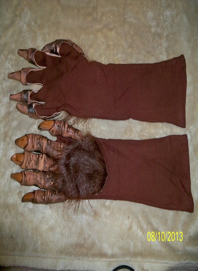 Zagone Studios Zagone Beast Gloves, Brown Faux Fur, Yellow Nails, Gloves - Image 2